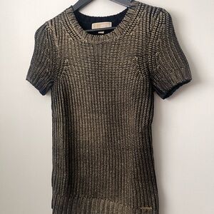 Michael Kors | Gold Painted Knit Sweater Top